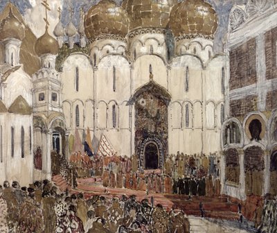 Ein Platz im Moskauer Kreml, Bühnenbild für das Prolog, Szene 2 aus der Oper 
